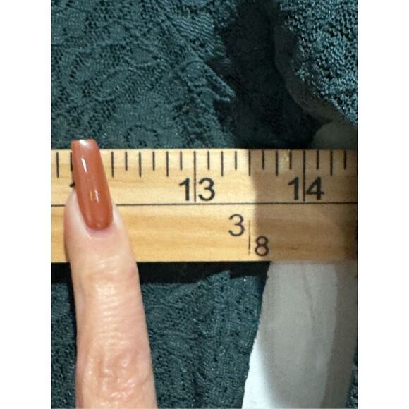 Intimately Free People Marsha Floral Lace Sheer Long Sleeve Forest Green Dress S - Picture 5 of 10